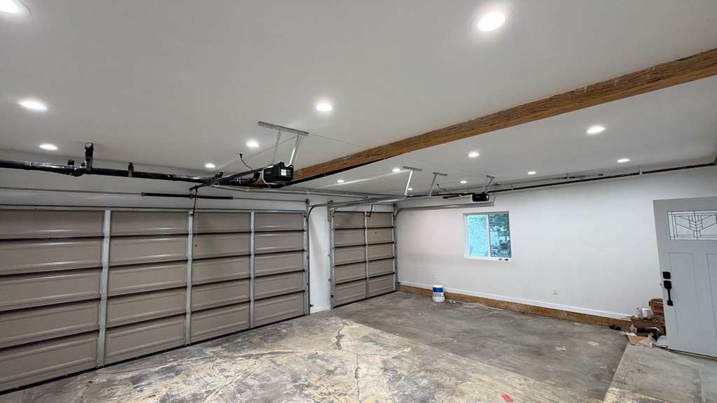 New LiftMaster belt drive opener installed inside Burbank attached garage showing clean installation